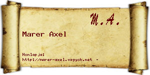 Marer Axel névjegykártya